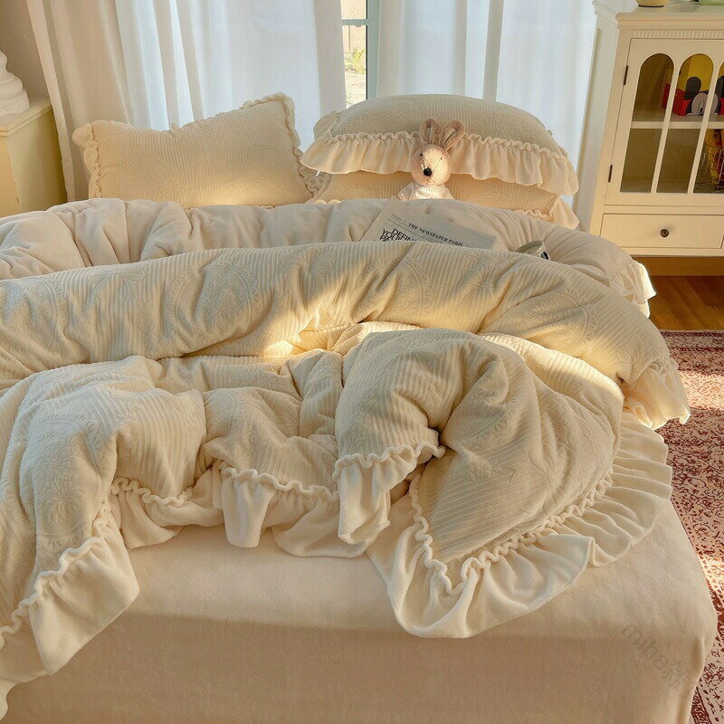 布団カバーセット ストライプ柄 可愛い 暖かい ふわふわ 寝具カバーセット シングル ダブル クイーン ..