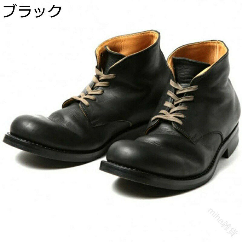 大きいサイズ メンズ ショートブーツ レザー レースアップ ワークブーツ 秋冬用 ミドルカット 短靴 ロングノーズ 防寒対策 通勤用 ラウンドトゥ 柔らかゴム底 歩きやすい おしゃれ トラベル 旅行用 デイリーシューズ