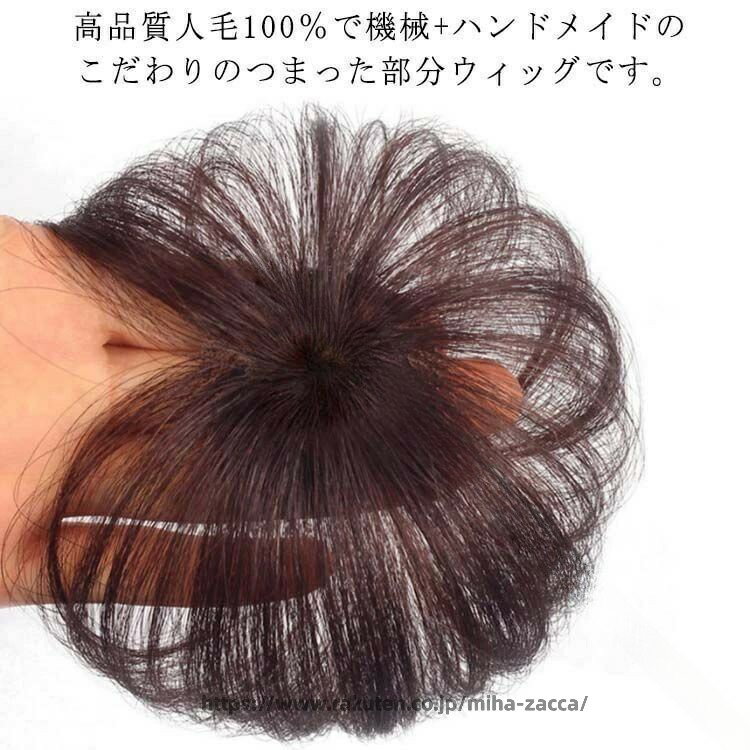 Rakuten - 部分 ウィッグ ポイント ウィッグ ヘア ピース 人毛 ブラウン 白髪 隠し 薄毛 対策 トップ カバー