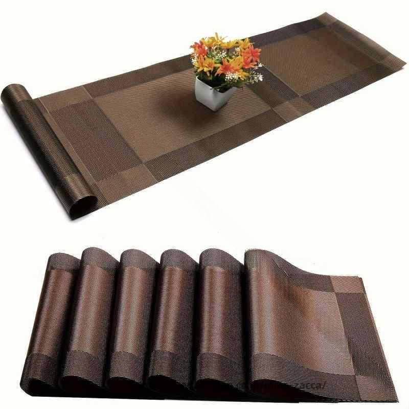 ・素材: PVC・柄: グラデーション・カラー展開: グラデーション竹節カーキ、グラデーション竹節コーヒー、グラデーション竹節ブラック、斜め枠グレー、斜め枠コーヒー・形状: 正方形・スタイル: モダンシンプル・セット内容: テーブルランナー1点+ランチョンマット4枚、テーブルランナー1点+ランチョンマット6枚 指定された配送時間は承っておりません。【miha雑貨】