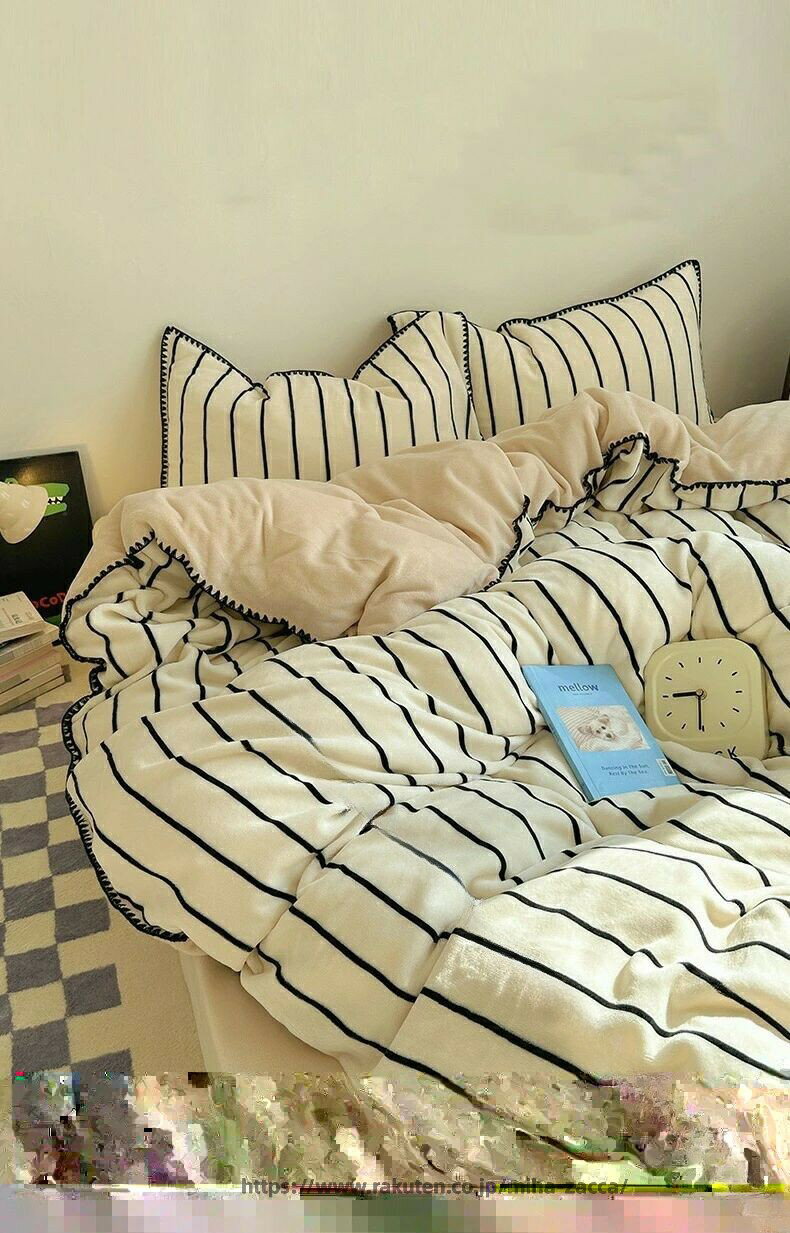 Other - 冬のぬくもりを包む 極上フランネル寝具セット 寒い夜もふんわり温か 快適睡眠を約束 防寒効果抜群 ストライプデザイン 和洋折衷 肌に優しい柔らかさ 洗濯可能 セミダブルからクイーンサイズまで 枕カバー付きセット