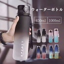 ウォーターボトル 1リットル 広口 スポーツボトル フィットネスボトル ジムボトル 水筒 トレーニングボトル 650ml 1000ml 1L 大容量 軽量 直飲...