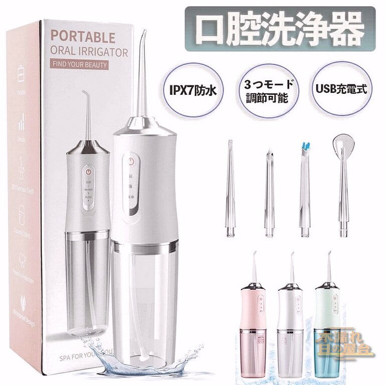 【替えノズル4本付き】口腔洗浄器 口腔洗浄機 ジェット 口腔洗浄 フロス 歯間 歯石ジェット洗浄 USB充電式 220ml 3つモード調節可能