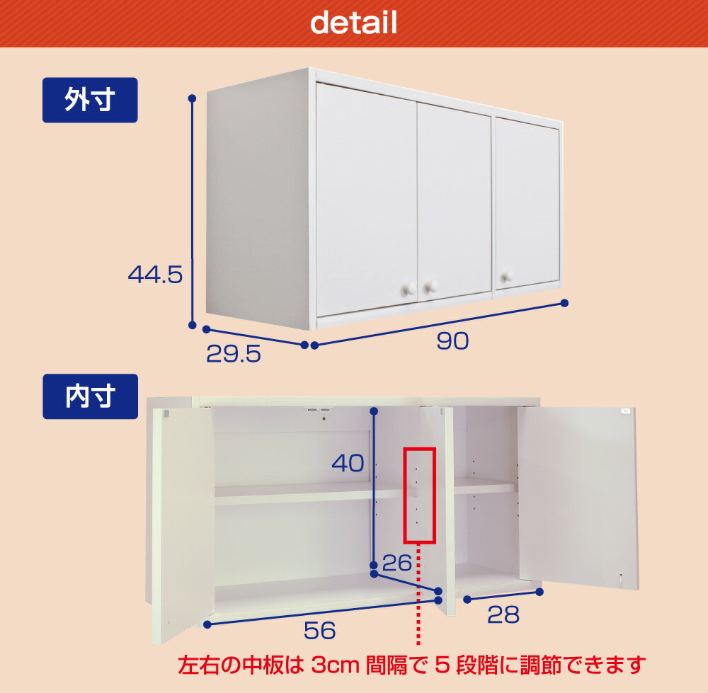 【完成品】吊り戸棚(幅90cm 奥行29.5cm) 送料無料 国産