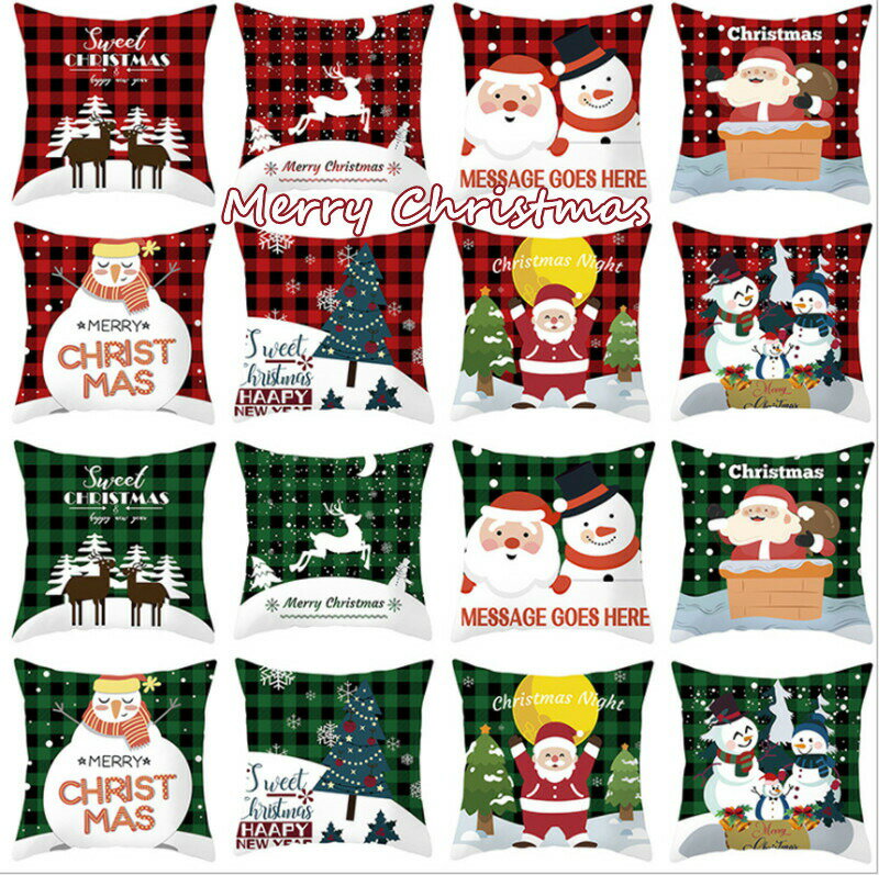 クリスマス クッションカバー クリスマス おしゃれ 抱き枕カバー チェック柄 かわいい 装飾 サンタクロ..