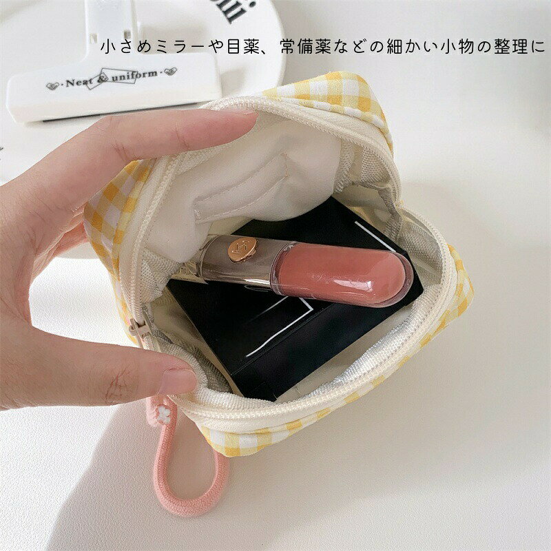 サニタリーポーチ チェック柄 全5色 11cm×11cm バレない ナプキンポーチ ミニポーチ ファスナー開閉 生理用品 収納 女の子 キッズ 小学生 中学生 韓国風 小物入れ コスメポーチ 軽量 コスメ入れ 小物入れ 化粧品入れ 可愛い 便利 スクエアポーチ 生理ポーチ ナプキン入れ miholh-10000310 MIHO暮らし倉 サンプル画像3