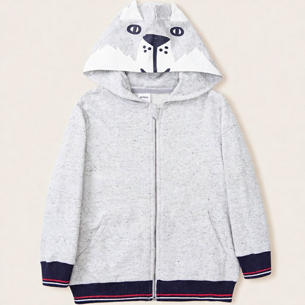 Rakuten - キッズ ジップアップ 90−160cm 綿100 ベビー 男の子 女の子 スウェット ジップパーカー 子ども 子供 パーカー おしゃれ トップス かわいい 可愛い ジャケット ワンちゃん 犬柄 オリジナル フルジップ 誕生日 おそろい 子供服 ジュニア コットン100