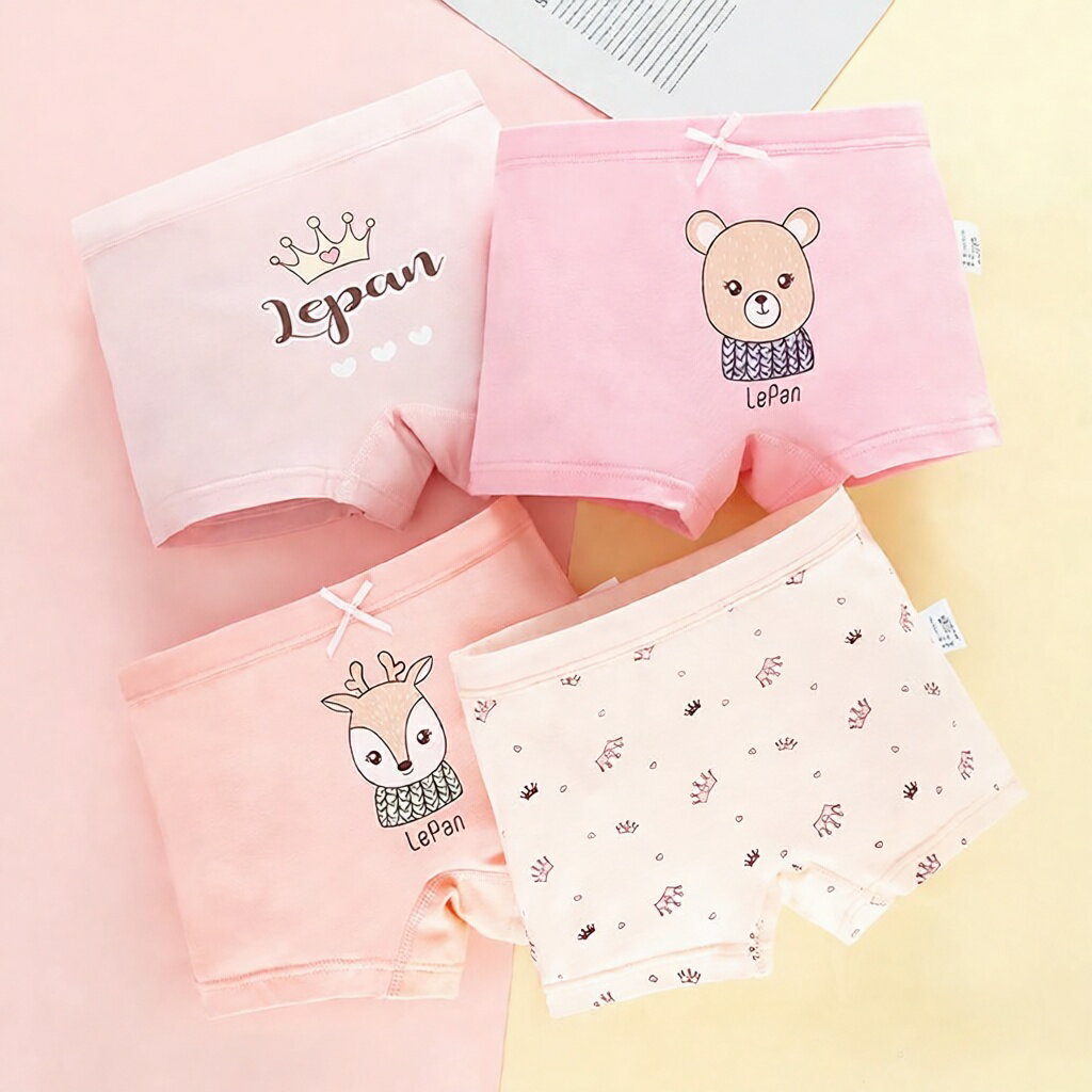 Rakuten - 全8柄×4枚セット 女の子 下着 キッズ ショーツ ブリーフ コットン 綿95% ボクサーショーツ パンツ インナー 下着 女の子 女児 おしゃれ アンダーウェア ノーマル スタンダード 動物 アニマル 子ども 子供用 110-160 保育園 幼稚園 小学生 抗菌 通気性 吸湿性 かわいい 四季