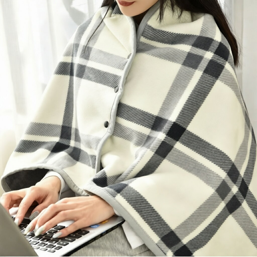 Rakuten - ブランケット 裏ボア 毛布 大判 着る毛布 おしゃれ ひざ掛け あったか ふわふわ ポンチョ 掛け毛布 フラノ フリース チェック柄 洗える 裏起毛 ボア カバー 肩掛け 厚手 軽量 フランネル チェック 暖か 柔らか 寒さ対策 防寒 冬用 クリスマス プレゼント 多目的 80×130CM