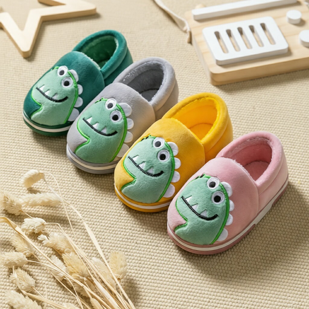 보아 룸 슈즈 아이 14cm~22cm 소년 소녀 실내 앞 막기 발 뒤꿈치와 미끄럼 방지 공룡 무늬 키즈 아이 보아 슬리퍼 세련된 귀여운 따뜻한 모코모코 다이나소 보아 슬리퍼 귀여운 방한 겨울 가을 선물 선물 차가운 대책