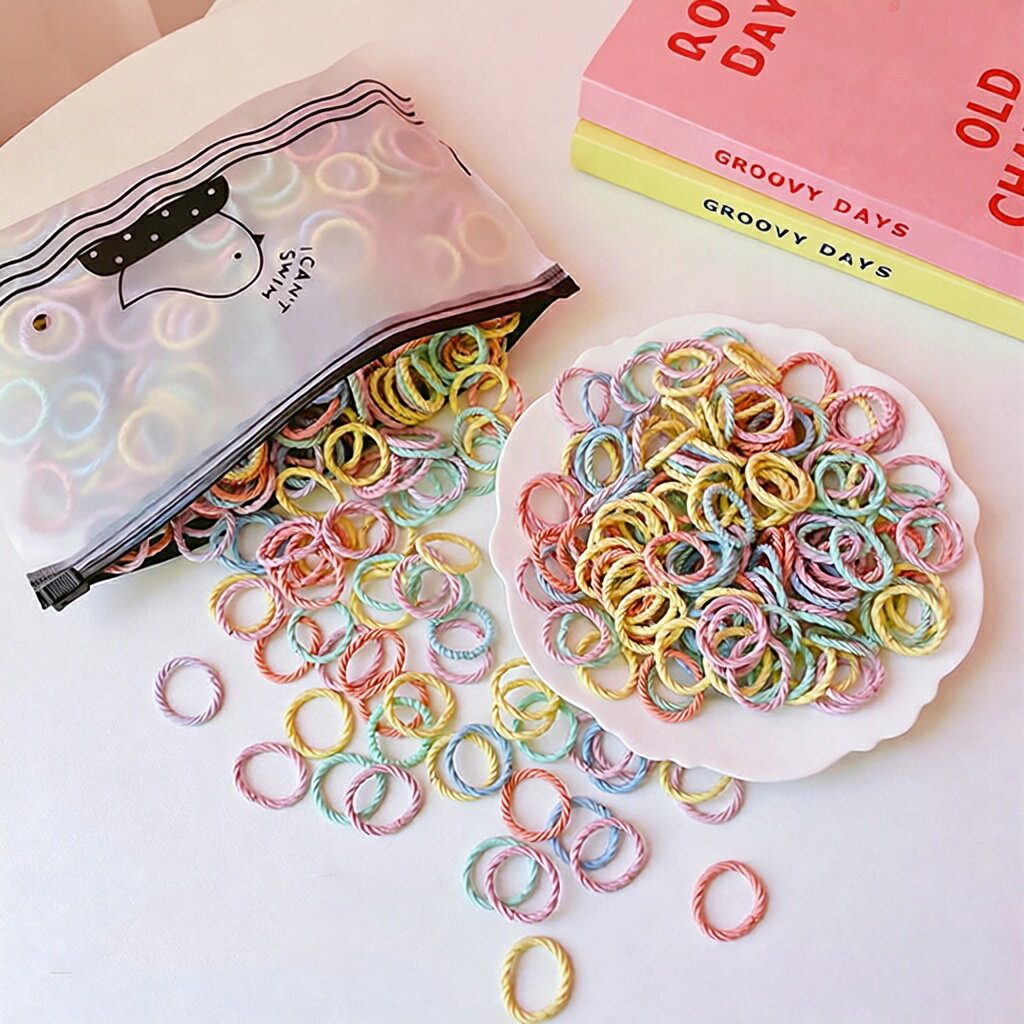 Hair Rubber Band - ヘアゴム 子供用 100本入り キッズ リングゴム かわいい 髪ゴムマカロンカラー アクセサリーパーツ ハンドメイドパーツ たくさん カラフル 豊かな色 柔らかい 使いやすい 子供用ヘアゴム 幼児 幼稚園ギフト マカロン ベビーヘアゴム 小さい キッズ 女の子 髪飾りカラフル
