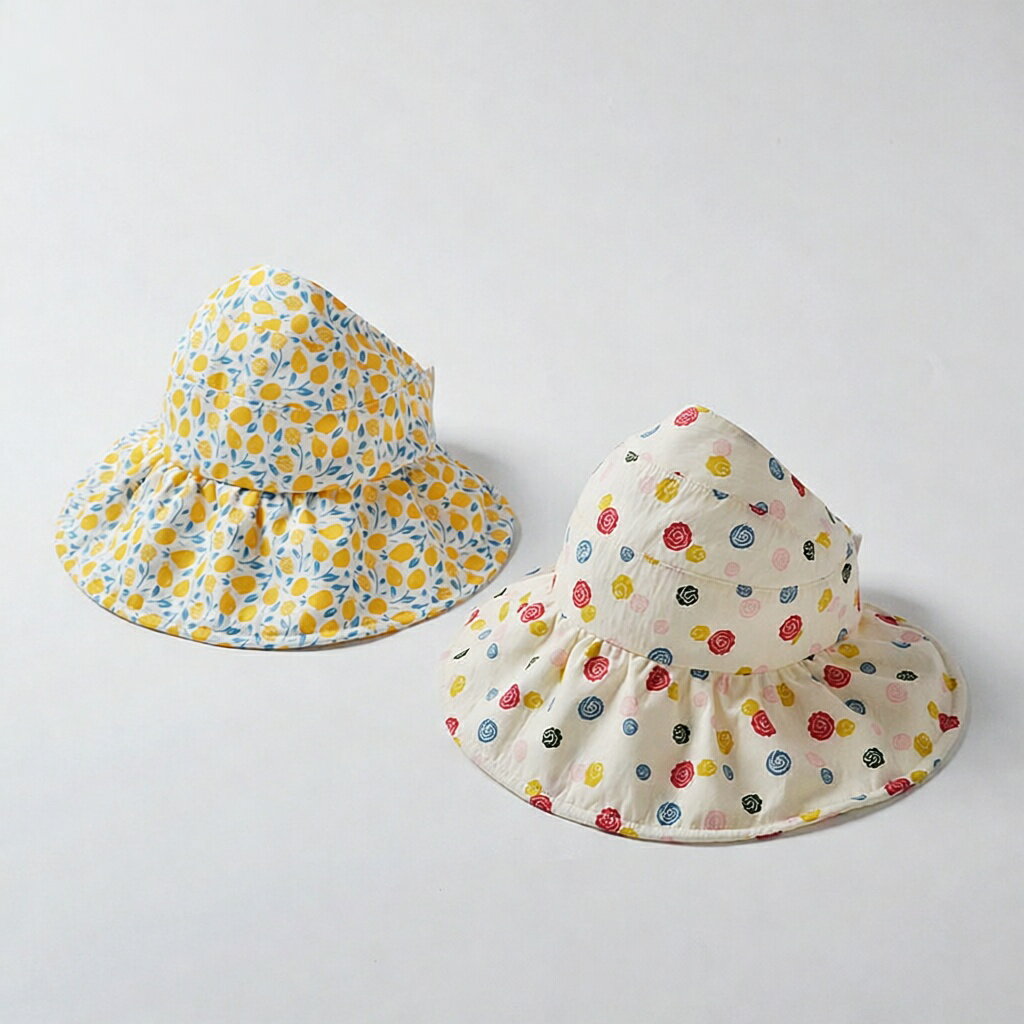 子ども サンバイザー 帽子 つば広 ハット ベビー キッズ 帽子 春 夏 女児 女の子 蒸れない 可愛い おしゃれ サイズ調整可能 つば広 折り畳み可 UV対策 軽量 UVカット 日焼け防止 紫外線対策 アウトドア 旅行 海 コットン 綿 あご紐付き