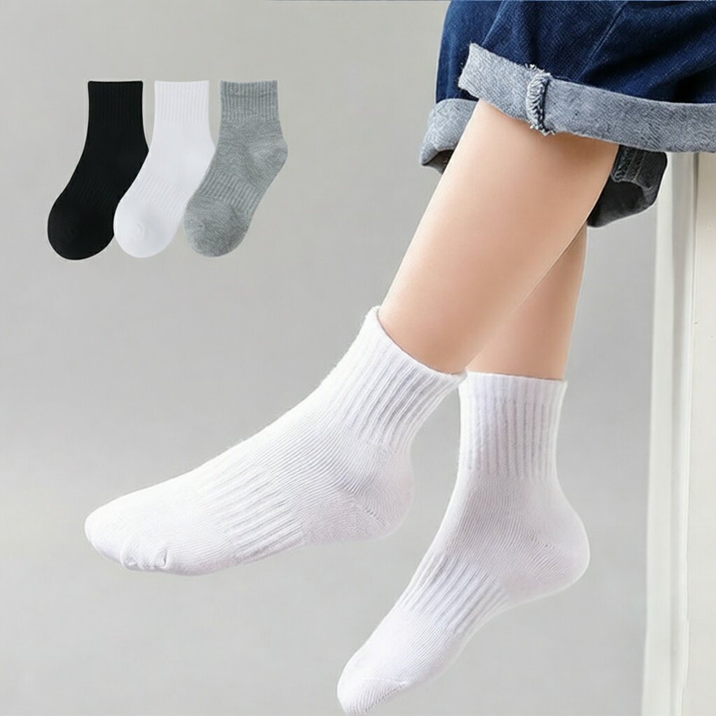 水手式短襪 - キッズ スクールソックス 5足組 子供 靴下 無地 セット 14-25cm 子供用 学生 ソックス 綿 靴下 ショートソックス 男の子 女の子 おしゃれ かわいい ジュニア くつした 保育園 幼稚園 通園 通学 スポーツ 部活 白 黒 灰 3歳 5歳 7歳 9歳 11歳 13歳 15歳