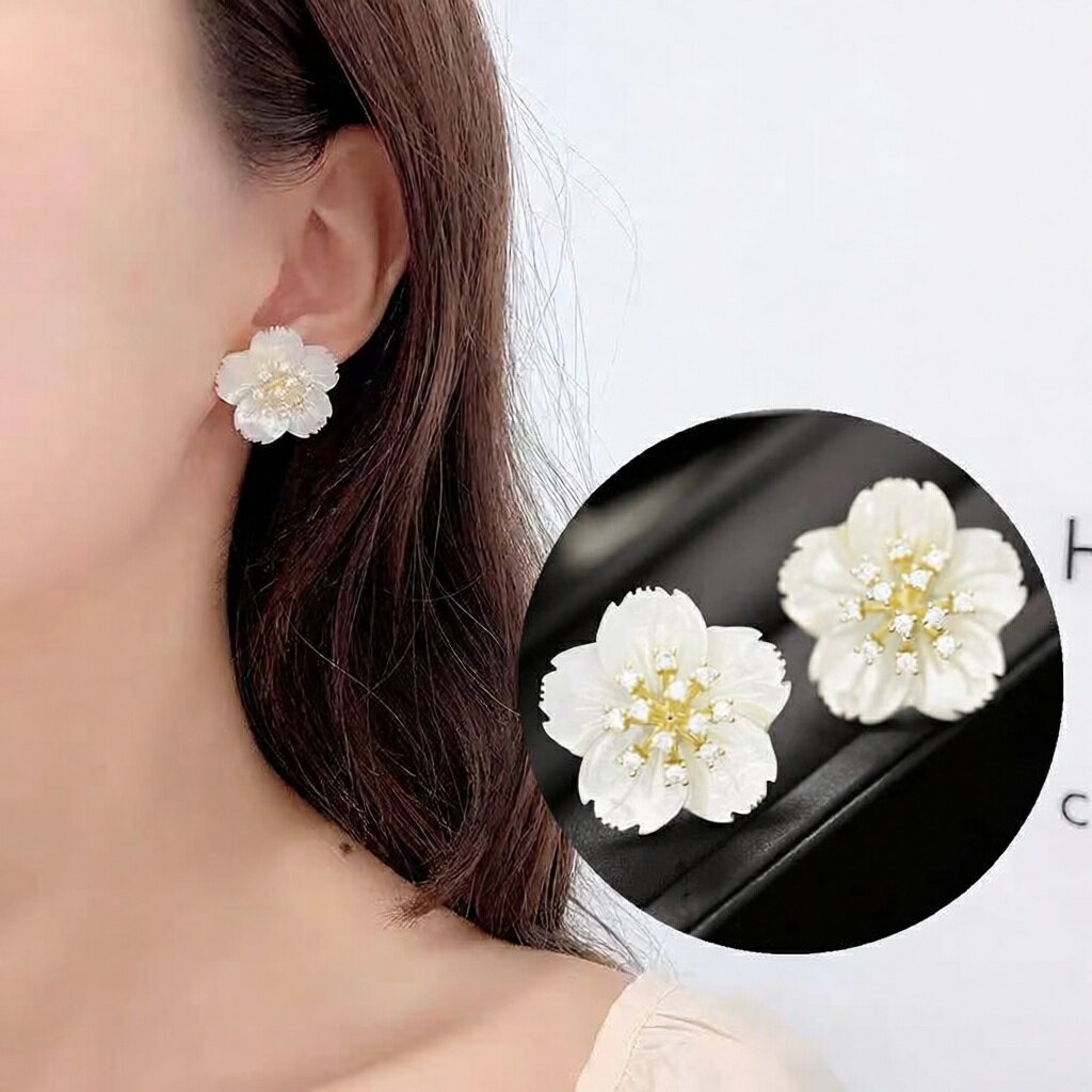 Pink - ピアス 桜 レディース さくら 蝶貝 アクセサリー 可愛い 贈り物 人気 花びら プレゼント 花 女性 春 夏 秋 冬 誕生日 ジュエリー ギフト ギフト 上品 おしゃれ 金メッキ 金属アレルギー対応 レディース 成人式 小物 記念日 シンプル ジルコン S925 ホワイトデー 570