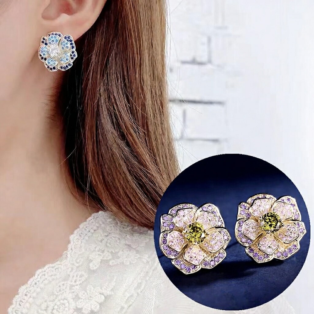 Rakuten - ピアス レディース シルバー SV925 アクセサリー 可愛い 贈り物 人気 花びら プレゼント 花 女性 春 夏 秋 冬 誕生日 ジュエリー ギフト ギフト 上品 おしゃれ 金メッキ 金属アレルギー対応 レディース 成人式 小物 記念日 シンプル ジルコン S925 ホワイトデー 立体 571