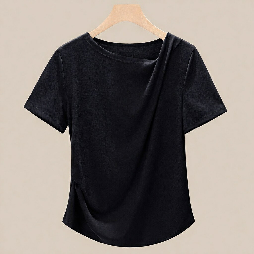 Rakuten - 半袖 Tシャツ 女性 レディース トップス 夏 秋 カジュアル フォーマル ミドル丈 リヨセル繊維 おしゃれ 可愛い エレガント 女性服 カットソー 夏物 涼しい 柔らか 伸縮性より 美腰 ギャザー入り 上品 全6色 無地 Tシャツ カットソー M L XL 2XL 3XL