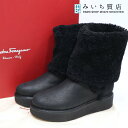 質屋 サルバトーレ フェラガモ Salvatore Ferragamo ムートンブーツ ボア ブーツ 7 ロングブーツ 25cm スエード 黒 22k489-4 みいち質店(4)