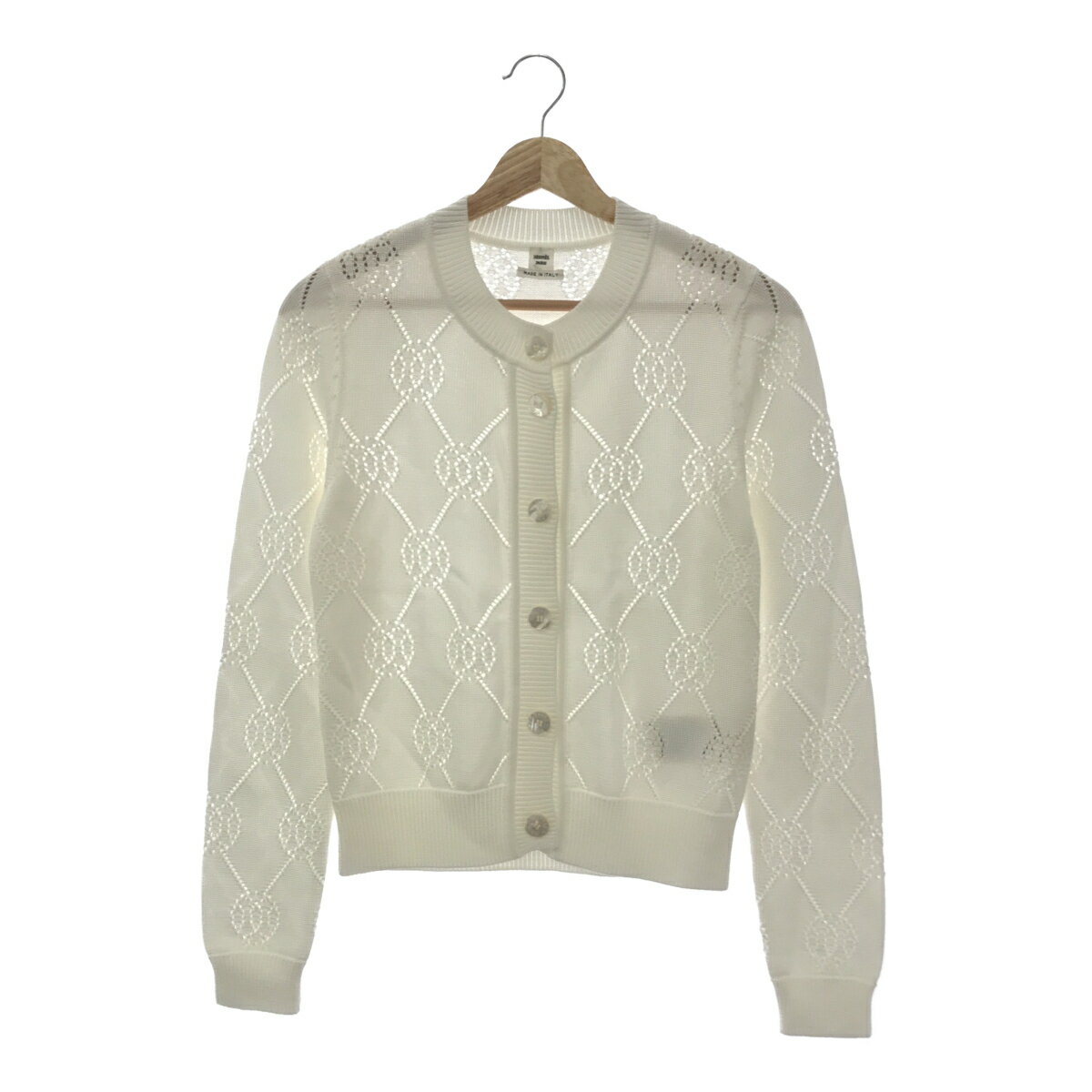 質屋 エルメス HERMES カーディガン ホワイト 長袖 ビスコース レーヨン コットン 36 サイズ 23k221-2 みいち質店のサムネイル