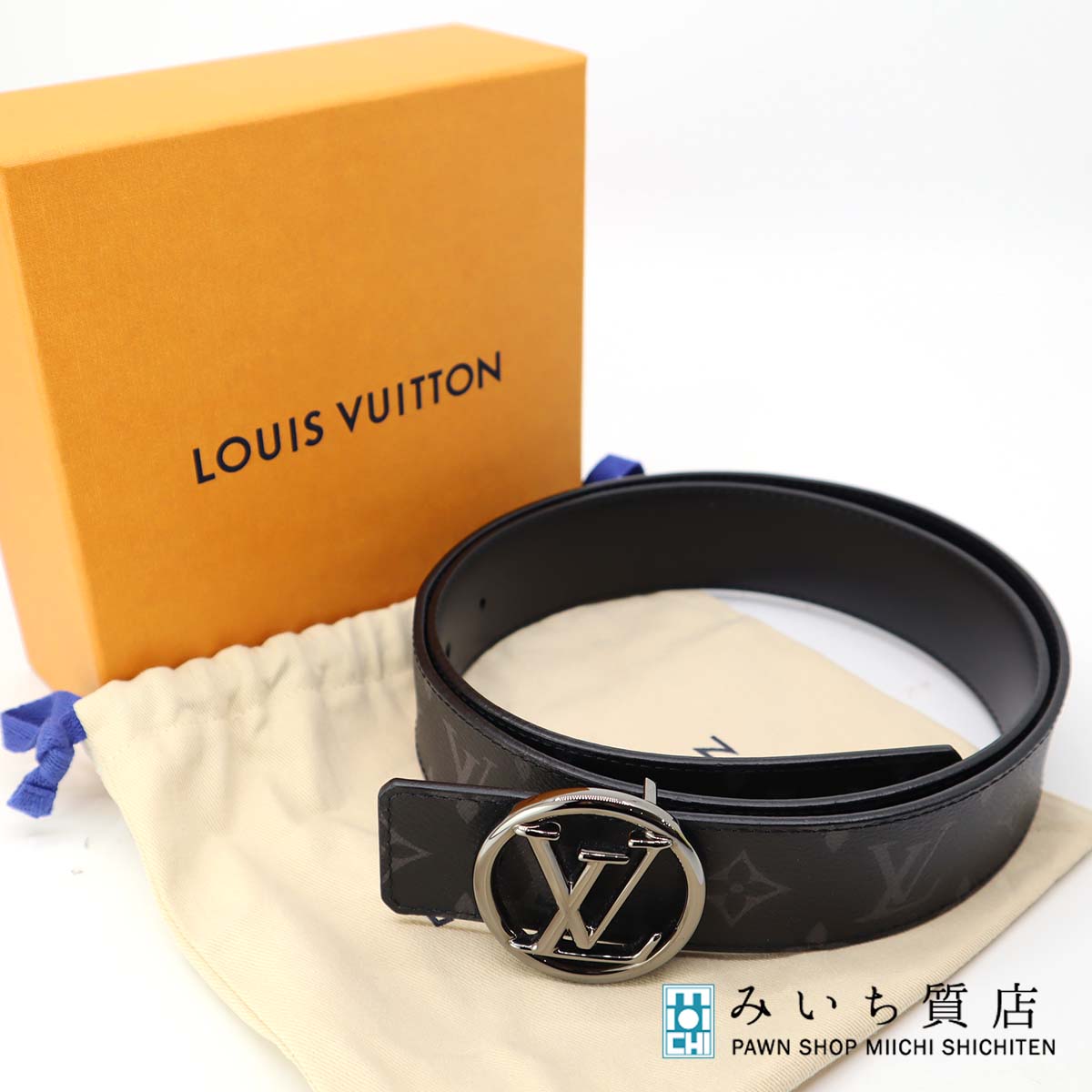 質屋 LV ベルト モノグラムエクリプス サンチュール・LV M0168 サークル 95/38 ルイヴィトン 黒 22s1148-1 みいち質店