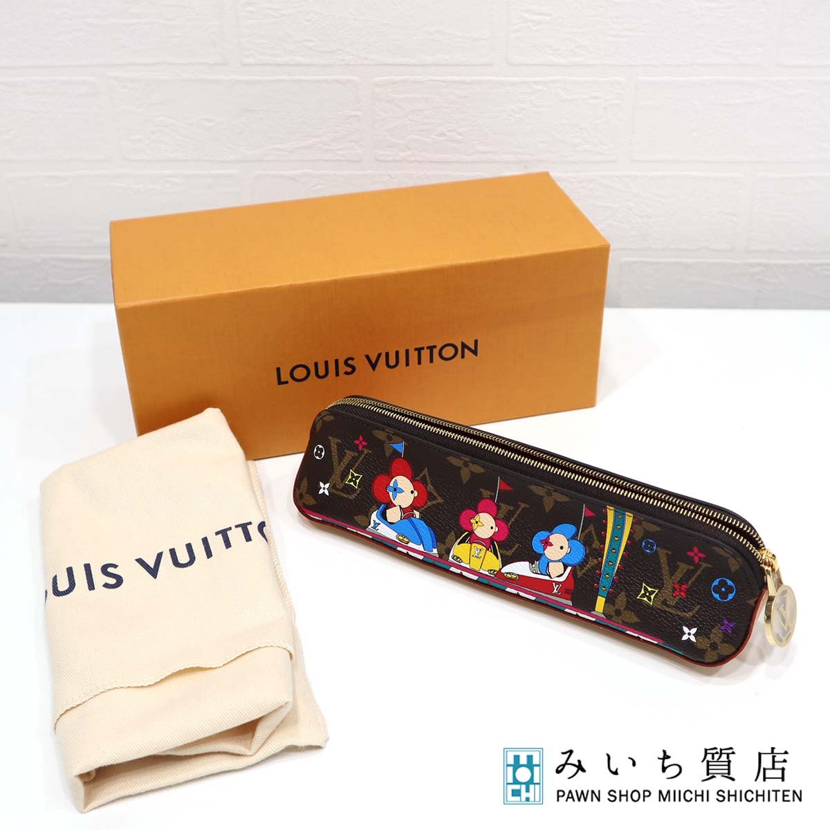 質屋 未使用 ルイヴィトン LV ペンケース トゥルース エリザベット ヴィヴィエンヌ GI0540 レッド モノグラム ネーム入り H8662 みいち質店