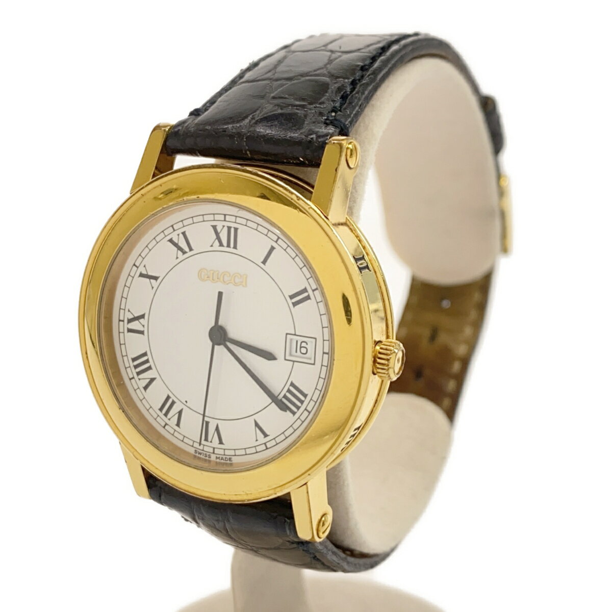 質屋 腕時計 稼働 グッチ GUCCI 7200M クォーツ 2024.7電池交換済 革ベルト ゴールド色 H11256 みいち質店