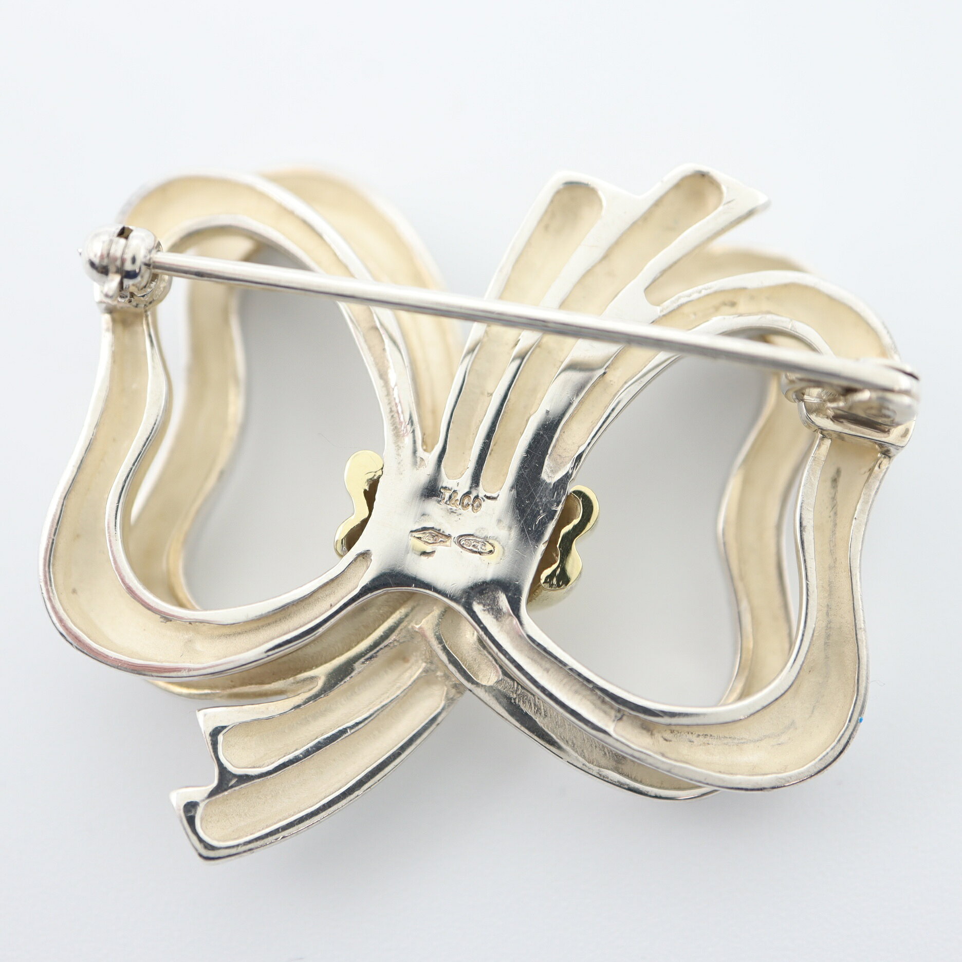 質屋 TIFFANY&Co. ティファニー リボン ブローチ 750/925 アクセサリー 重量約16.8...