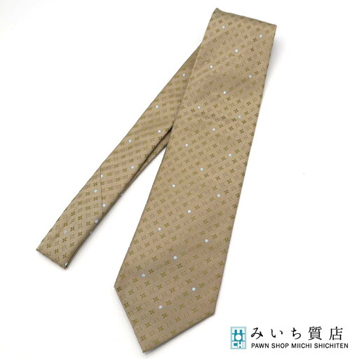 質屋 LOUIS VUITTON ルイヴィトン LV ネクタイ ドット 花 シルク100 ゴールド系 メンズ 服飾小物 H.105 みいち質店 質屋 LOUIS VUITTON ルイヴィトン LV ネクタイ ドット 花 シルク100 ゴールド系 メンズ 服飾小物 H.105 みいち質店