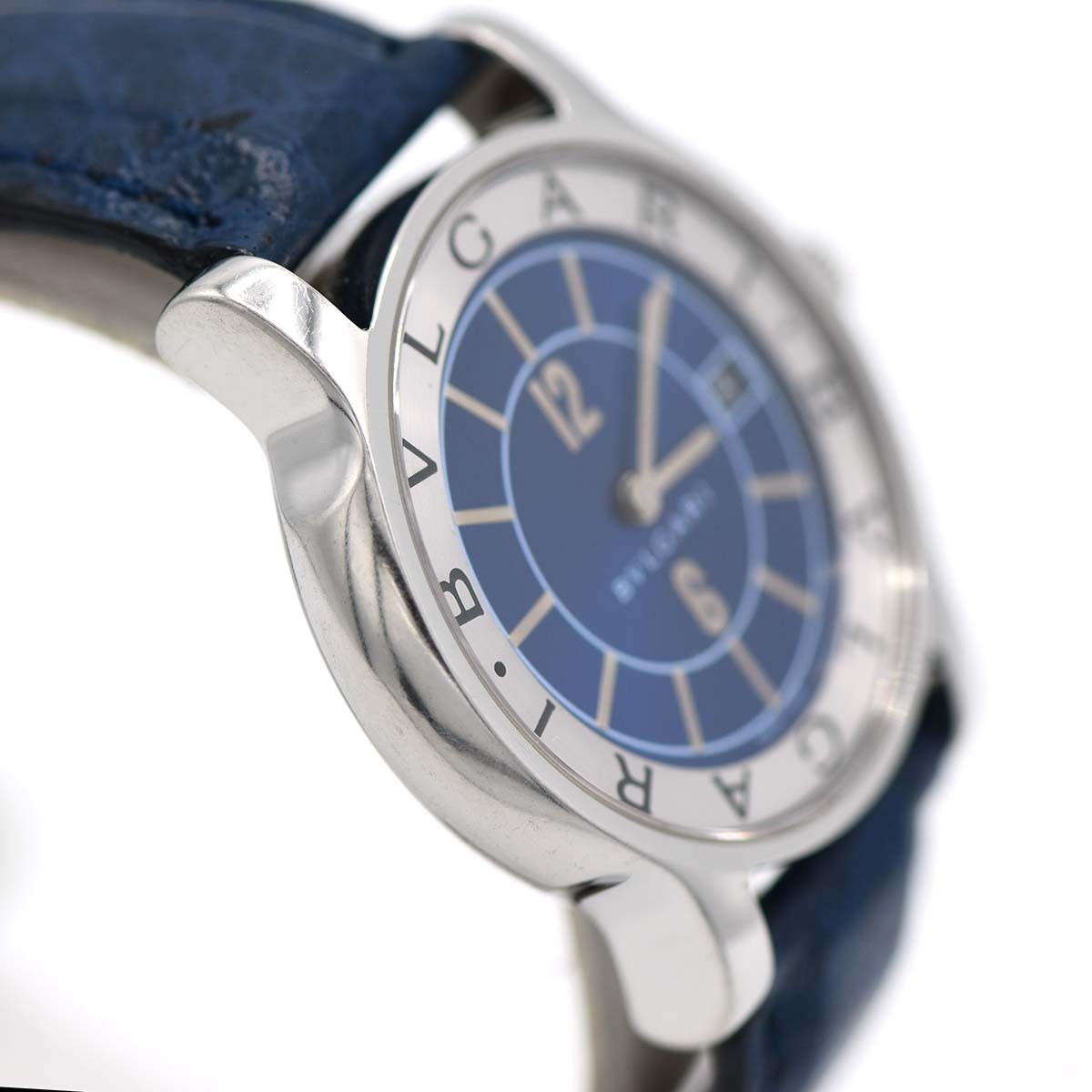 質屋 腕時計 稼働 BVLGARI ブルガリ Solotempo ソロテンポ ST35S デイト クォーツ ネイビー色文字盤 2025.03電池交換済み 箱有 H17329 みいち質店