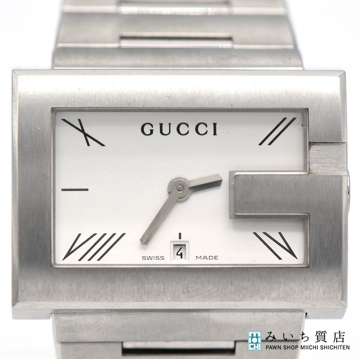 質屋 腕時計 稼働 GUCCI グッチ 100M Gレクタングル クォーツ 白色文字盤 2025.4電池交換済 yo321 みいち質店