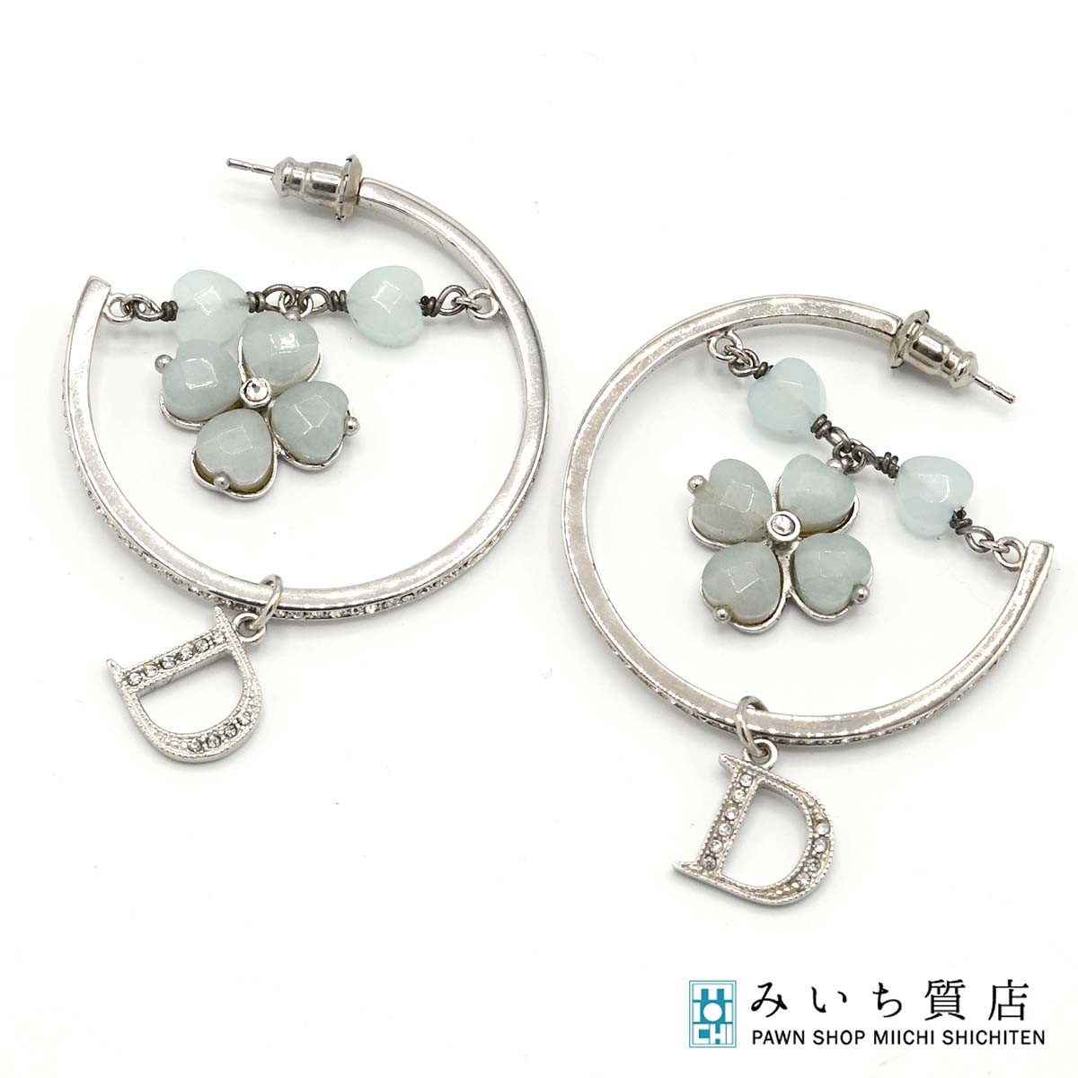 質屋 Christian Dior ディオール ピアス フラワー ラインストーン 約13.7g アクセサリー 箱袋 H1789 みいち質店