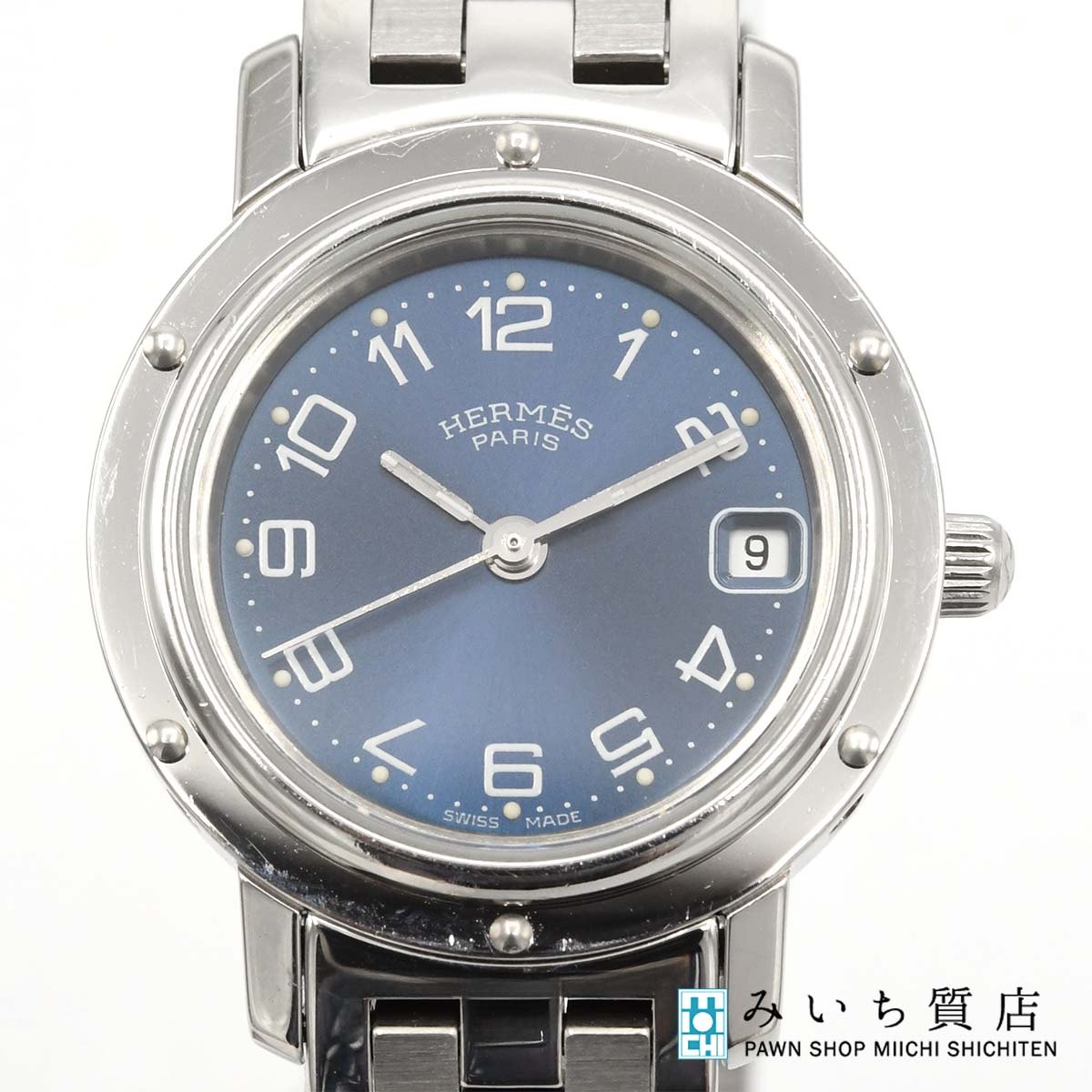 質屋 稼働 腕時計 HERMES エルメス クリッパー CL4.210 ネイビー系色文字盤 クォーツ 2025.6 電池交換済 H18945 みいち質店