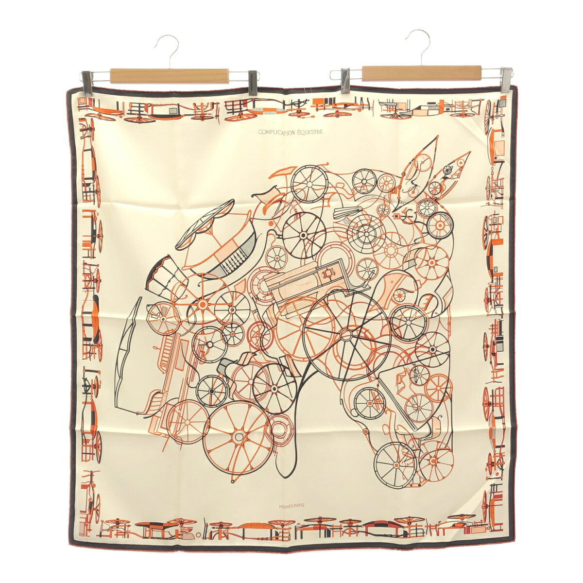質屋 HERMES エルメス スカーフ カレ90 COMPLICATION EQUESTREF シルク100％ 服飾小物 クリーム系 箱有 H19534 みいち質店
