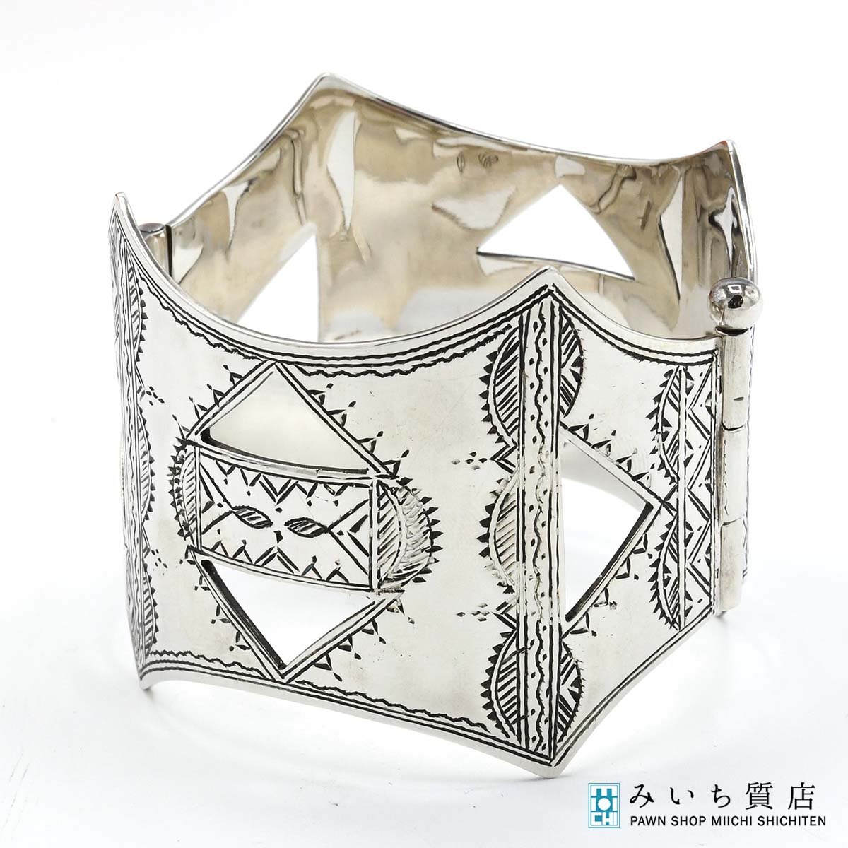 質屋 希少 HERMES エルメス ブレス トゥワレグ シルバー925 バングル 82.5g ヴィンテージ 箱・袋あり k1238 みいち質店