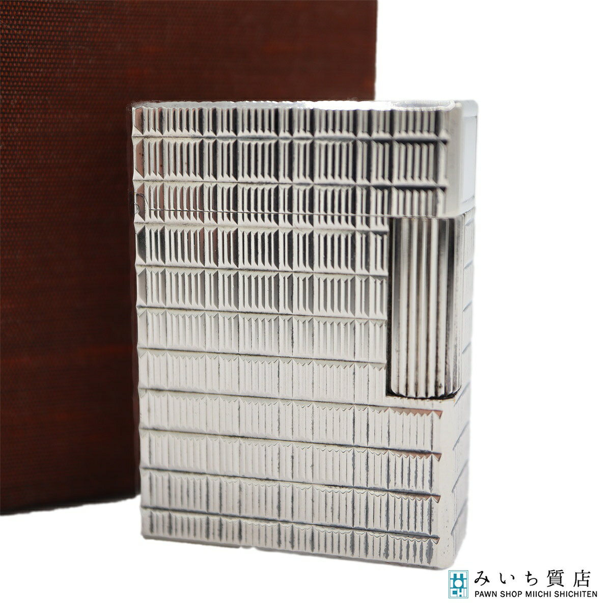 質屋 S.T.Dupont デュポン ライン1 ショート ガスライター 喫煙具 シルバーカラー 着火未確認 ケース有..