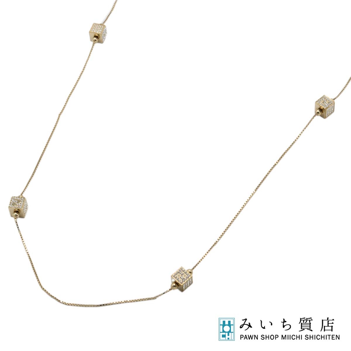 Rakuten - 質屋 FENDI フェンディ ネックレス キューブ ラインストーン ゴールドカラー 約17.7g アクセサリー k1424 みいち質店