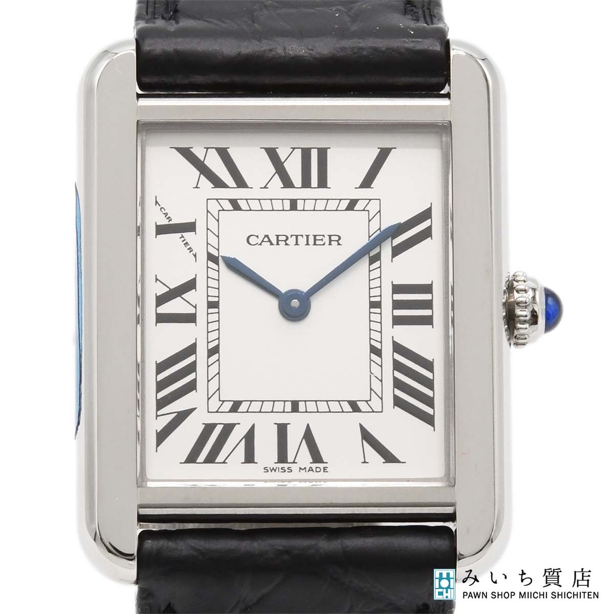 質屋 稼働 腕時計 Cartier カルティエ タンクソロ クォーツ シルバー色文字盤 2024年4月電池交換済 ベルト社外 ケース有 gen83 みいち質店