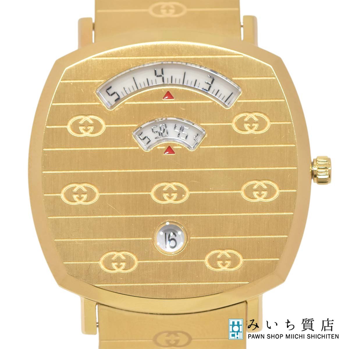 質屋 稼働 動作品 腕時計 GUCCI グッチ 157.3 Grip クォーツ ゴールドカラー メンズ 箱・袋 26k537-4 みいち質店