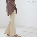 コーデュロイ リブ ワイドパンツ フレアパンツ きれいめ レディース ウエストゴム ボトムス ロングパンツ パンツ 大人カジュアル/MiiDUE