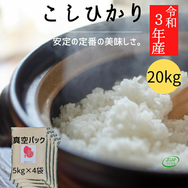 11/22(火)10時開始！【ふくしまクーポンで10％OFF】コシヒカリ 無洗米 20kg (5kg×4袋) 令和3年産 真空5kg お米 福島 こしひかり JGAP FGAP取得 認証農場 20kg 20キロ 真空パック 5キロ 米20キロ 米20kg 贈り物 備蓄 非常食 お米20キロ 米 おこめ 福島産 福島県産 送料無料