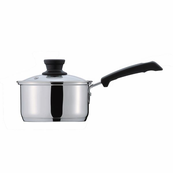 パール金属 クラッセ3層底ガラス蓋付片手鍋14cm