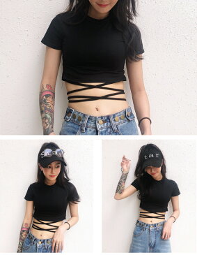ショート丈 Tシャツトップス 半袖 へそ出し ヨガウェア スポーツウェア 黒 ダンス 衣装 着痩せ 韓国 おしゃれ 編み上げ 黒 スケーター ステージ衣装 ストリート ヒップホップ 原宿 セクシー カットソー レディース ガールズ キッズ ブラック 大きいサイズ cr240n-mcv