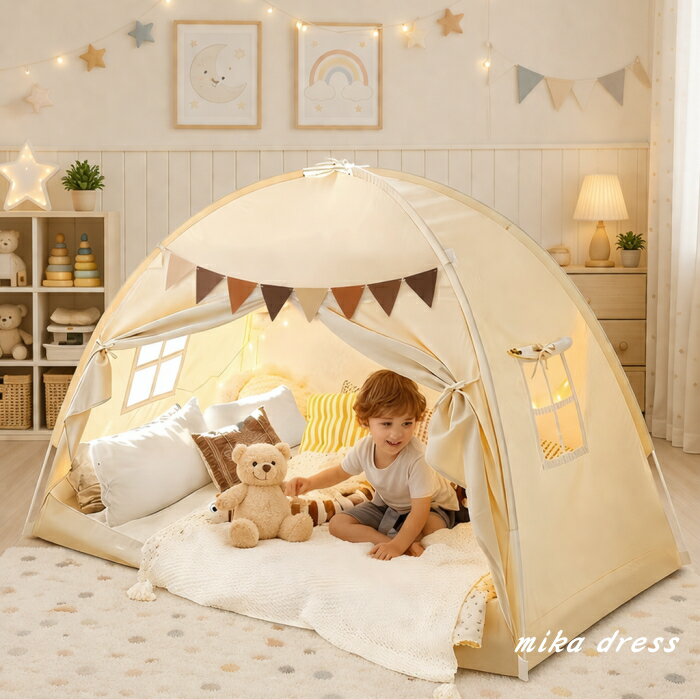 樂天商城 - 【レビュー特典】キッズテント ベッド 風よけ 落下防止 遮光 蚊帳 トンネル シングル 遮光 おしゃれ キャノピー 子供 テント ハウス テントハウス 子ども スリーピングカーテン プライバシー プレイハウス 秘密基地 室内 シンプル ホワイト 誕生日 ベッドテント 20c2-r