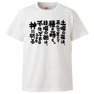 おもしろtシャツ みかん箱 土曜の夜は若気の至りで種を蒔く日曜の朝は不作であることを神に祈る 【ギフト プレゼント 面白いtシャツ メンズ 半袖 文字Tシャツ 漢字 雑貨 名言 パロディ おもしろ 全20色 サイズ S M L XL XXL】