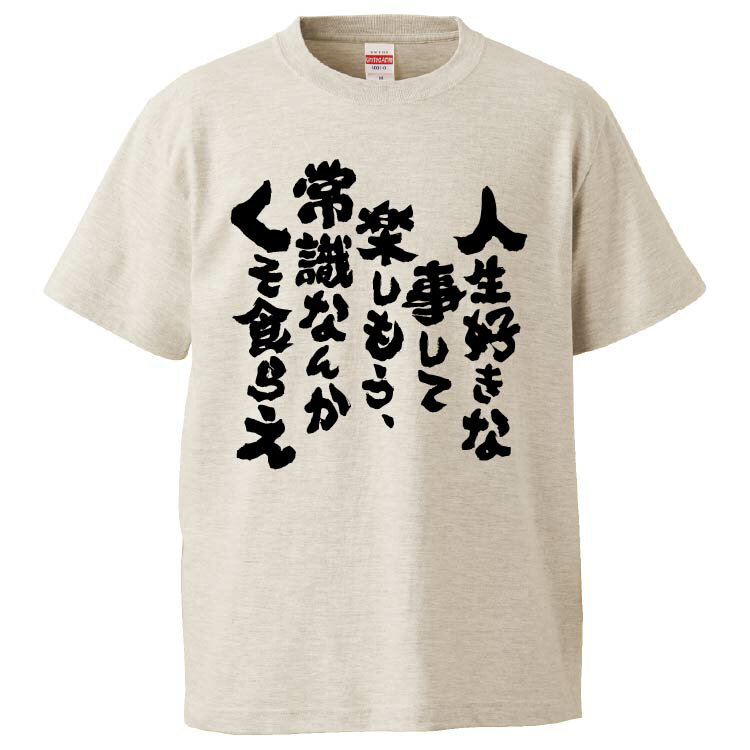 おもしろtシャツ みかん箱 人生好きな事して楽しもう、常識なんかくそ食らえ 【ギフト プレゼント 面白いtシャツ メンズ 半袖 文字Tシャツ 漢字 雑貨 名言 パロディ おもしろ 全20色 サイズ S M L XL XXL】