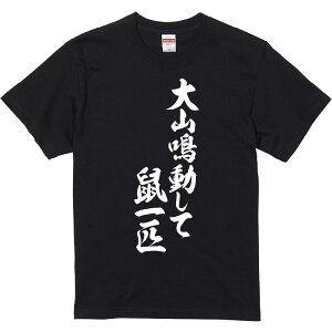 おもしろTシャツ みかん箱 【大山鳴動して鼠一匹】 濃色 綿生地 半袖 メンズ レディース 男女兼用 名言 語録