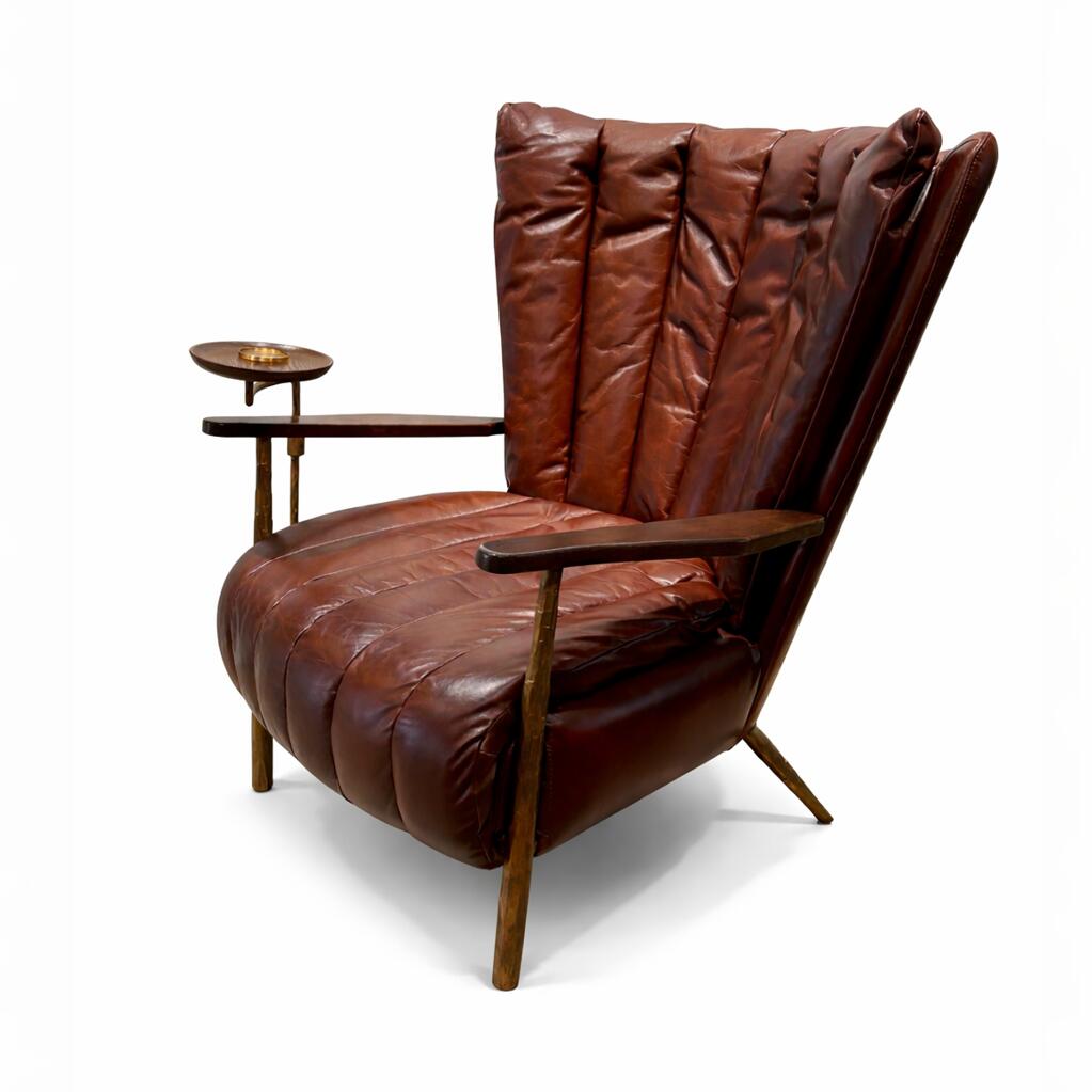 アンティーク調 本革 サイドトレー付き クラシック ヴィンテージ レザーアームチェア クラシック アーム付き ラウンジチェア パーソナルチェア パーソナルラウンジチェア 1人掛け 肘付きイス 椅子 高級感