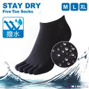ステイドライ 5本指 メンズ レディース M L XL 撥水 撥水加工 ソックス 雨 雨対策 雨用靴下 スポーツ 運動 ジョギング ウォーキング アウトドア 実用的 五本指ソックス オールシーズン プレゼント ジム フィットネス マラソン すべり止め 無地 ブラック 黒