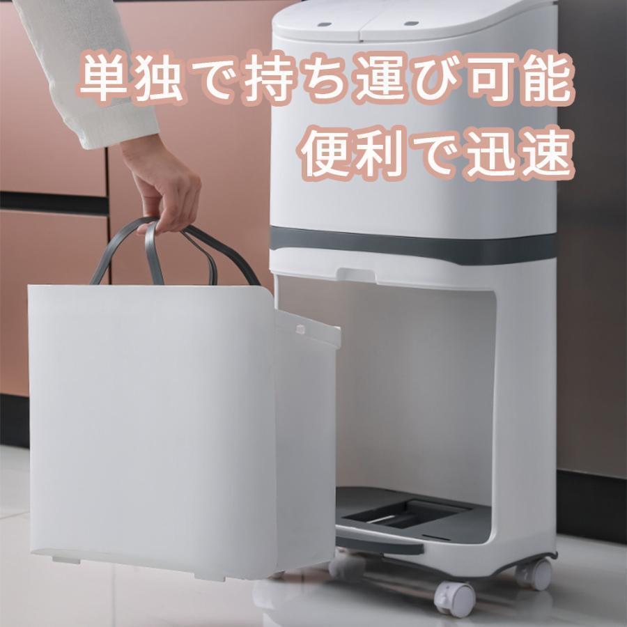 ゴミ箱　おしゃれ 分別ごみ箱 分別2段　縦型　省スペース 45リットル キッチン 屋外 スリム 大容量 ペダル式 ダストボックス 縦型分類 フタ付き キャスター付
