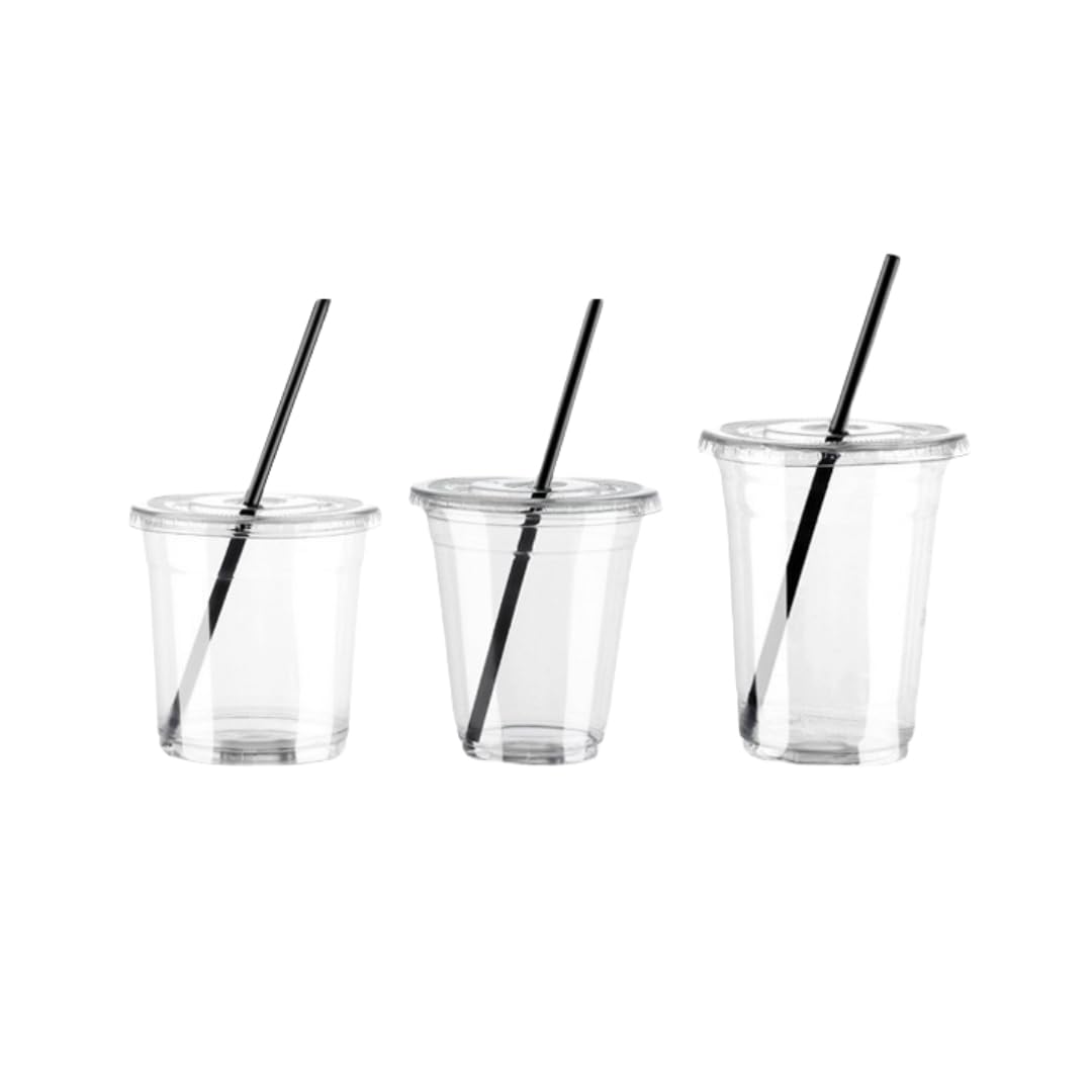 【漏れ防止紙付き】【ストロー付き】プラカップ 蓋付き 透明 プラスチックコップ 使い捨て カップ コーヒーカップ クリアカップ フラッ