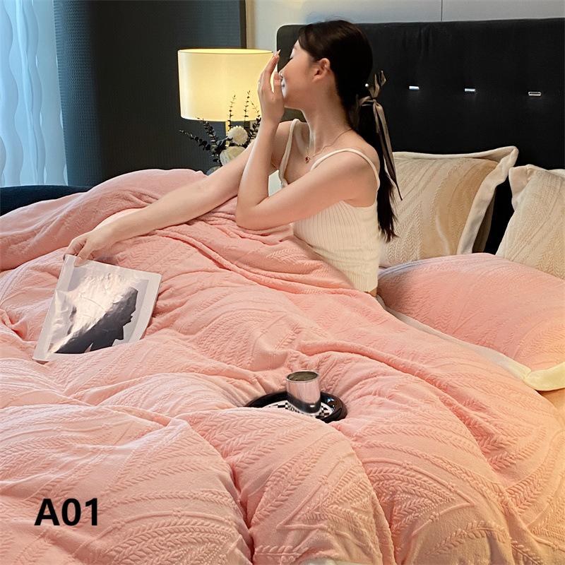 Rakuten - 裏起毛 寝具 スシーツ+枕カバー 冬 3点セット4点セット キルト フランネル ベッドシーツ 秋 冬 フランネルシーツ あたっか ふんわり 肌に優しい A類冬季5 D彫刻用ミルクウール4枚セット両面シーツ布団カバー厚保温 Aクラスつや消しベビークラスマテリアル